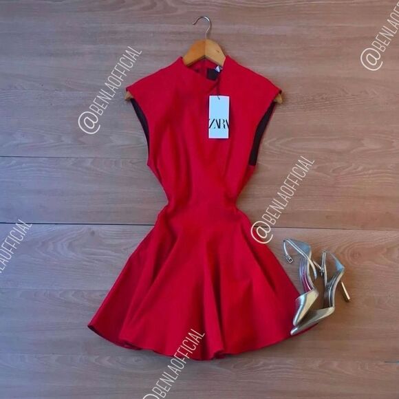 NWT ZARA MINI GODET DRESS ZW COLLECTION - Picture 4 of 16